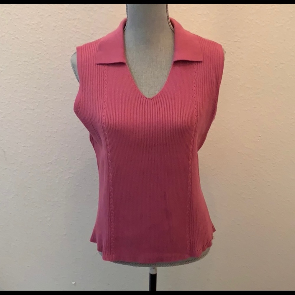 (2 for $15)Izod Women’s Sleeveless Knit Collared Type Pink Size L